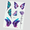 Blue and purple butterfly wing temporary face tattoo sticker with rose and star glitter - K8126-Blue Purple Galaxy Butterfly Rose (Bare Sheet)