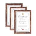 Close-up of set of three dark walnut solid wood frames for merit certificates and awards - A4 Size / Walnut