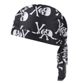 Black bandana pirate hat with skull prints and breathable mesh fabric for cycling - Pirate Pattern No.3