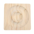 Macro top view of a square pine wood display tray with natural wood grain for jewelry - Square