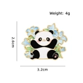Cute panda with blue flowers enamel brooch pin, 3.2cm x 2.6cm cartoon animal accessory - Panda Blue Flower