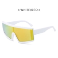Oversized white frame sports sunglasses with golden mirrored lenses in punk style - White Frame/Red Mirror Lens