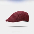 Berretto classico con motivo pied de poule rosso e nero in stile vintage inglese - Taglia unica / Pied de Poule Rosso Scuro
