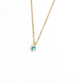 Minimalist 18K gold plated necklace with a sparkling sky blue round zircon pendant - December-Sky Blue