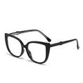 Occhiali anti-luce blu gatto neri con stanghette ondulate alla moda per donna - Montatura Nera Lente Trasparente