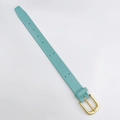 Detailed view of light blue leather wrist strap with a gold metal buckle for DIY phone cases - Without Rivets / Light Blue