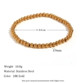Minimalist 18K gold plated stainless steel bead bracelet with elastic design 3.9mm beads - 4mm / Gold