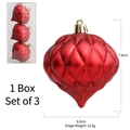 Set di 3 decorazioni natalizie rosse a forma di cipolla con glitter e rombi - 3 Pezzi/Scatola / Rosso
