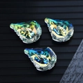 Three pieces of AB colored multifaceted crystal pendants with rainbow iridescent light effect - 47MM New Scallop / Rainbow AB