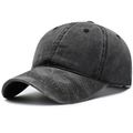 Classic charcoal grey washed cotton baseball cap with adjustable strap for outdoor travel - Adjustable / Black