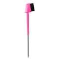 Pink double-sided eyebrow brush and hair comb with textured pointed metal handle - Steel Pin Brow Brush Rose Red
