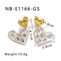 Dual-tone 18K gold and silver stainless steel heart earrings with hammered texture - 18K Gold