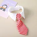 Collare da smoking per animali con cravatta a righe rosse e bianche per gatti e cani - S (Collo 27cm) / Strisce rosse e bianche