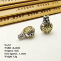 Tibetische Silberperlen in Flaschenkürbis-Form für Schmuckherstellung, 11,5 mm Breite - Stil 12 (11.5mmx17mm)