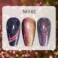 Detailed swatches of sparkling cat eye nail gel showing blue, gold and purple shimmer effects - Dreamy Quicksand Cat Eye Gel 02