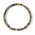 Tiger eye and black agate beaded bracelet with gold spacers on white background - Tiger Eye Black Agate Multi-Color Bracelet (B-B24070809A)