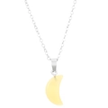 Damesketting met lichtgele halve maan hanger aan een zilveren gedraaide ketting - Geel X533