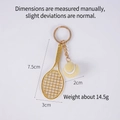 Porte-clés mini raquette de tennis dorée avec balle en feutre jaune et crochet - 2cm Petit / Raquette Or + Balle Jaune Clair 2cm