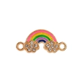 Rainbow owl pendant in golden alloy with colorful enamel and sparkling rhinestones - Rhinestone Rainbow