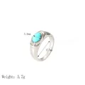 Silberfarbener Edelstahlring mit ovalem Türkisstein und minimalistischem dicken Band - Silber Oval Türkis Stil (YYR023170-P-7)