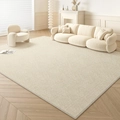 Alfombra beige impermeable con textura tejida sobre suelo de madera en salón moderno - 120×160cm / Sufan