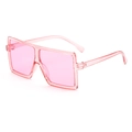 Stylish square oversized children's sunglasses in transparent pink color with y2k retro style - Pink Frame / Pink Lens