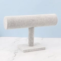 Présentoir à bijoux en velours de glace gris pour bracelets et montres en forme de T - 23.5cm x 10.3cm x 14cm / Style Barre en T à un Niveau / Gris