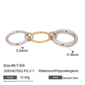 Detail view of interlocking stainless steel rings in mixed gold and silver finish - US 8 / Tri-Tone Interconnected