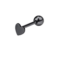 Black heart surgical steel tongue piercing barbell with classic ball screw back closure - Black