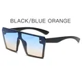 Gafas de sol cuadradas retro con montura negra y lentes degradadas azul y naranja - Montura Negra Azul Amarillo