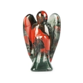 Natural red green stone angel figurine carving with smooth polished wing detail - African Blood Stone