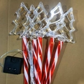 5-pack solar Christmas tree garden stakes with candy cane striped poles and LED lights - White Christmas Tree (Red Tube)