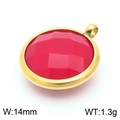 Rose red crystal birthstone pendant with 14mm gold stainless steel frame for DIY jewelry - Gold Round Rose Red Gem Style (KLJ8252-Z)