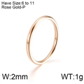 2mm slim polished stainless steel ring in rose gold finish for women size 6-11 - Rose Gold