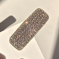 Pinza para el pelo rectangular brillante con cristales y base de aleación dorada fina - Estilo 11 Gris