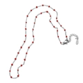 Silver stainless steel chain necklace with red enamel beads and lobster clasp detail - Silver Chain Red Beads (SL037)
