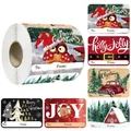 Rotolo di etichette natalizie in carta kraft con gufi e renne per confezioni regalo - Stile Gufo e Camion Vintage (S127)