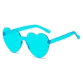 Transparent lake blue heart shaped rimless sunglasses for summer outdoor fashion - Lake Blue