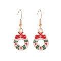 Christmas wreath drop earrings with colorful enamel and golden hooks for women - 21. Golden Wreath