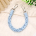 Close-up of a hand-woven light blue phone lanyard with polished silver metal clasps - 14mm / Light Blue (K2628)