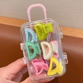 Mini Haarklammern Set in Bonbonfarben mit kreativer rosa Koffer Aufbewahrungsbox - Halbmond Clip 10 Stk. Beutel