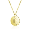 Minimalist gold Virgo zodiac necklace featuring a hollow round pendant on a thin link chain - Gold Virgo