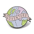 Pastel enamel adventure earth pin badge with soft purple and pink landscape details - Adventure Earth