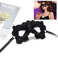 Elegant black lace masquerade mask for women with ribbons for party and Halloween - 033 Catwoman
