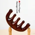 Ergonomic five-finger sandalwood scalp massage comb with polished teeth in dark red finish - Red Sandalwood - 5-Finger Ball
