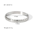 Detailed specs of the 8mm silver steel bangle with geometric textured pattern - HF-B5207 Silver Rhombus 7.8mm Width