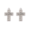 Detail view of two silver cross pendants with crystal rhinestones for jewelry making - 10# Silver Full Rhinestone