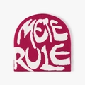 Rose red beanie with white MEJE RULE lettering, double-layer warm knit hat for winter - Bright Red