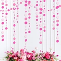 Pink paper circle garland for party backdrop decoration with floral arrangement - Pink Large and Small Circle Garland
