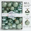 Set di 42 palline di Natale verde menta, finitura lucida e glitterata, 3-5 cm - 42 pezzi Verde Chiaro